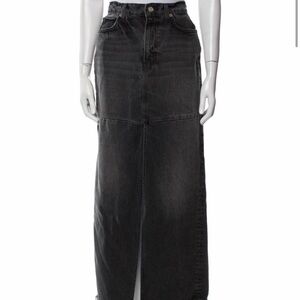 Reformation Black Denim Maxi Skirt with Front Slit